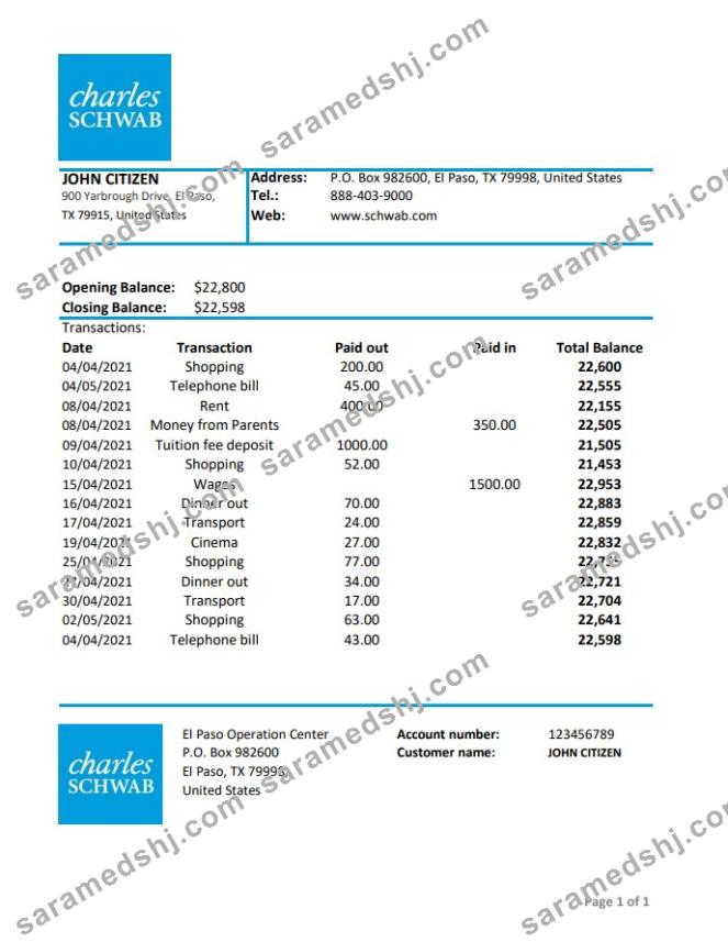 USA Charles Schwab & Co excel pdf